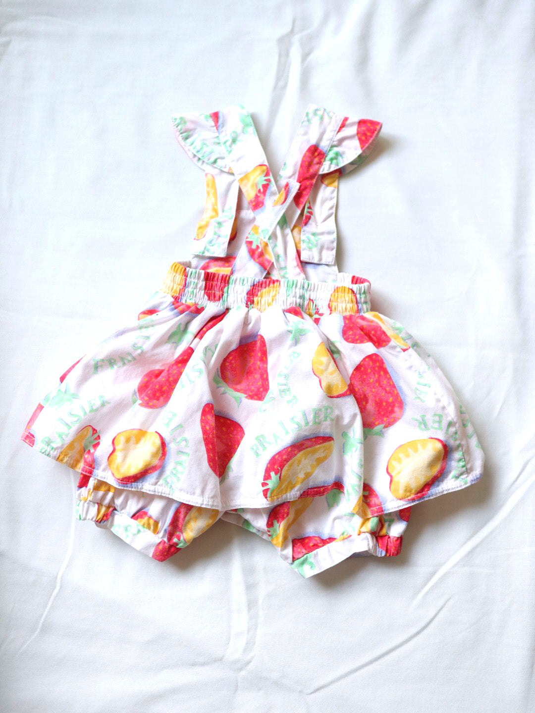 Vintage Strawberry "Fraisier" Baby Summer Romper / 6-9M