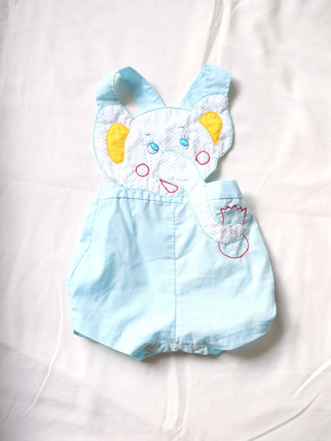 Vintage Elephant Face Baby Summer Romper / 6-9M