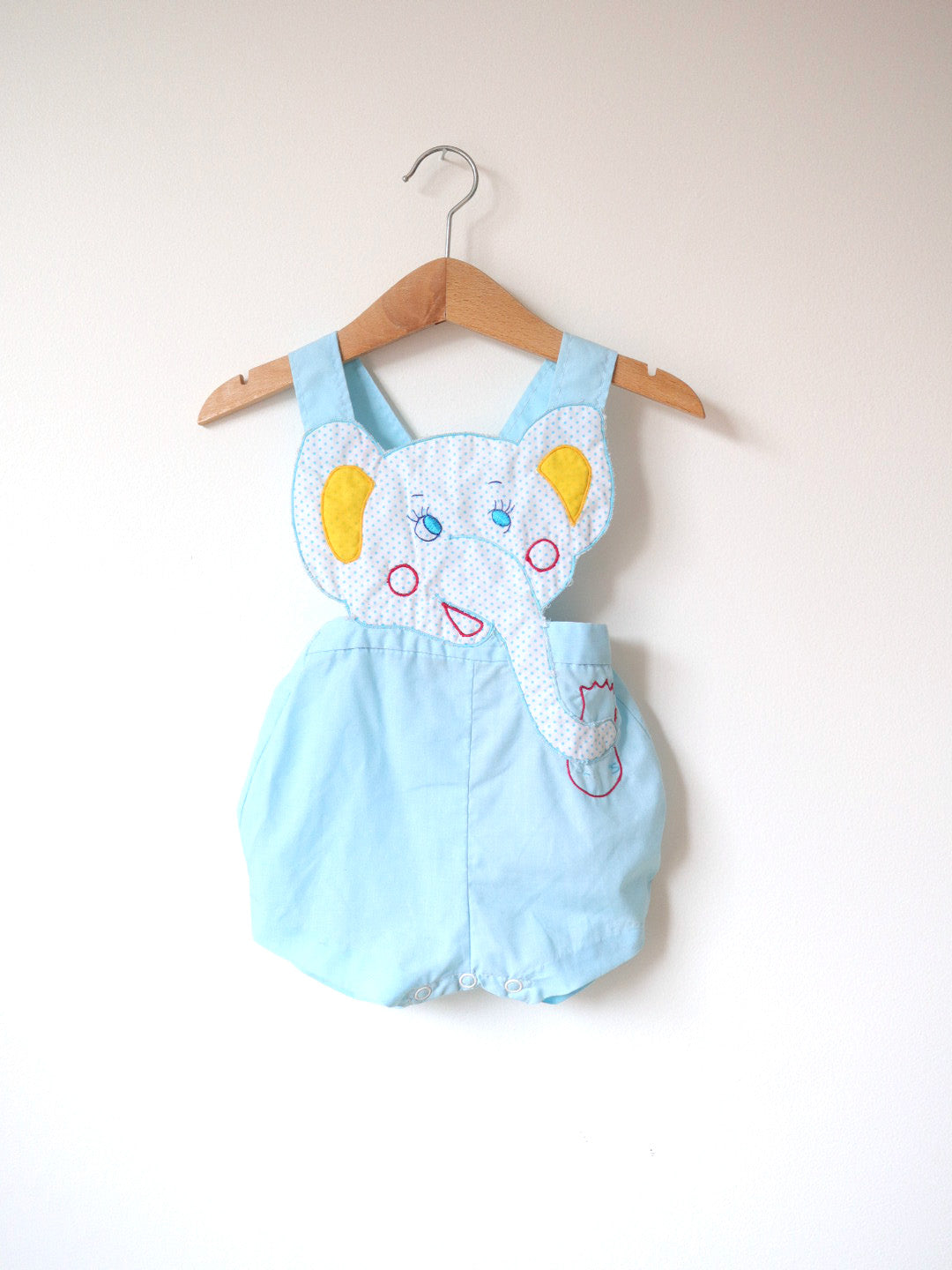 Vintage Elephant Face Baby Summer Romper / 6-9M