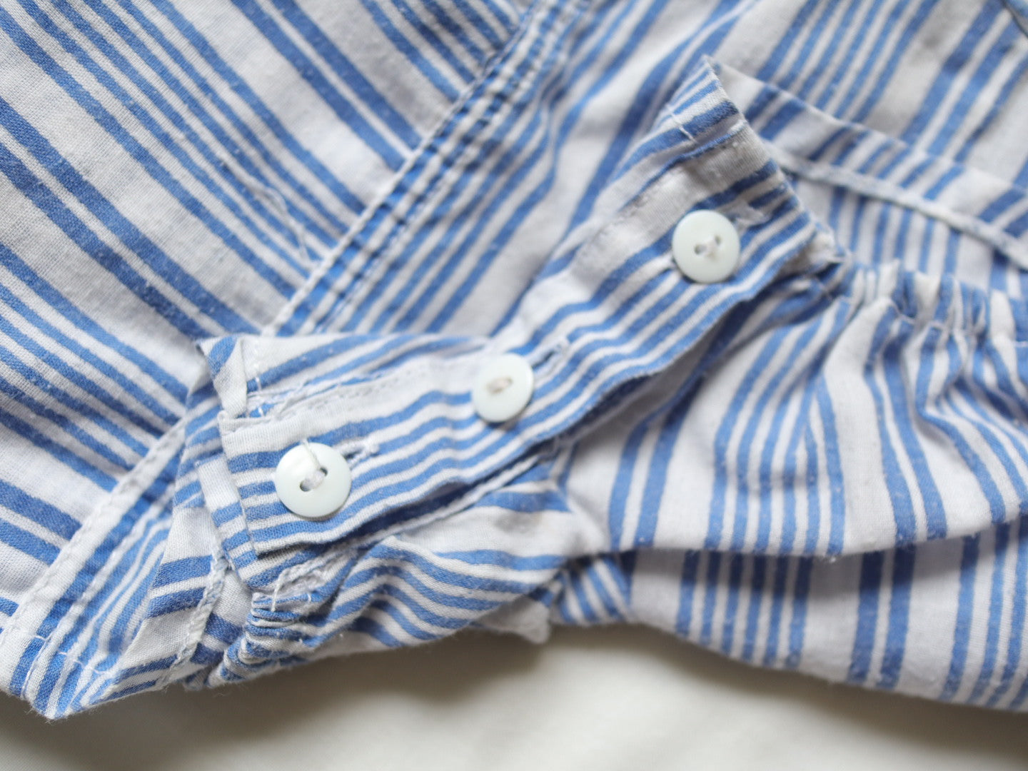 Vintage Elephant Blue Stripe Baby Romper / 9-12M