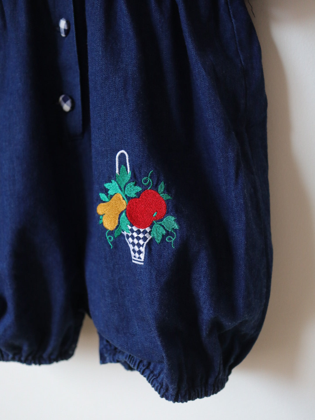 Vintage Denim Fruits Bubble Oversized Romper / 2-3Y