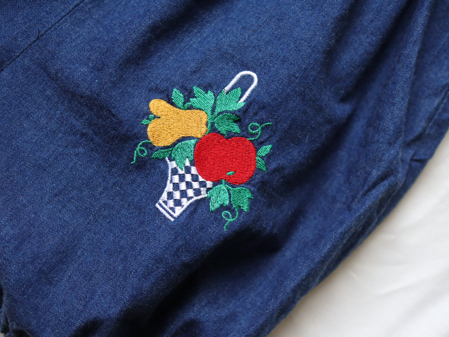 Vintage Denim Fruits Bubble Oversized Romper / 2-3Y