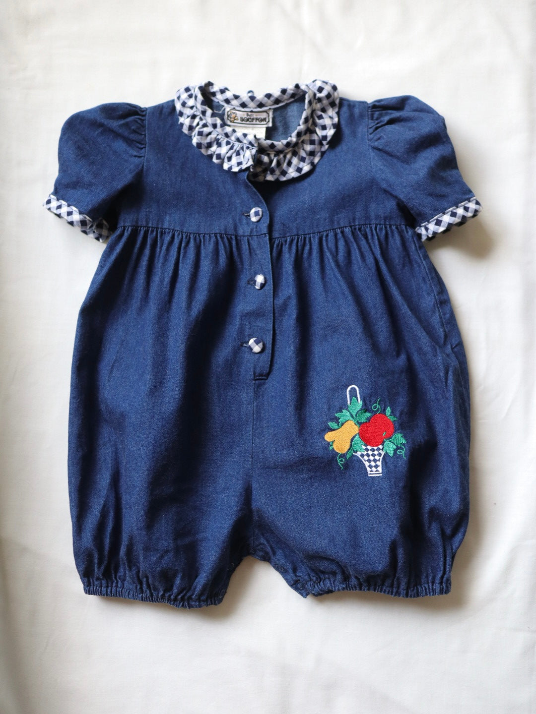 Vintage Denim Fruits Bubble Oversized Romper / 2-3Y