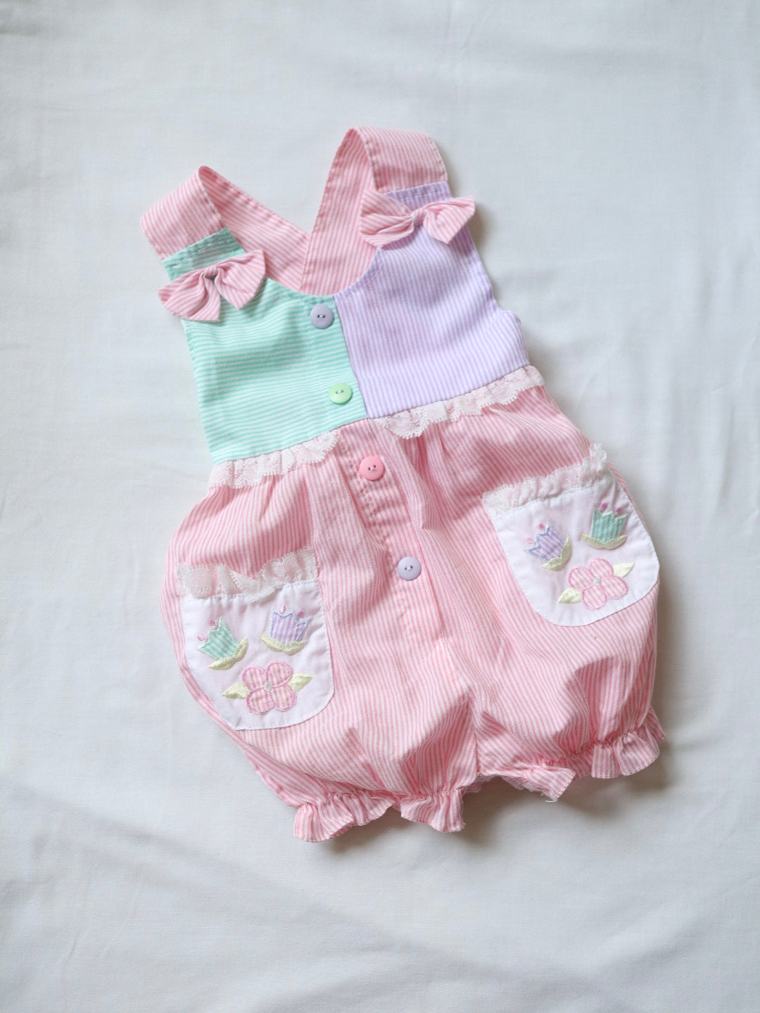 Vintage Candy Multicolour Stripe Baby Romper / 18M