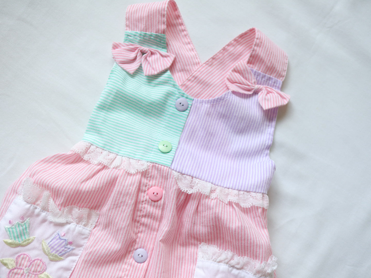 Vintage Candy Multicolour Stripe Baby Romper / 18M