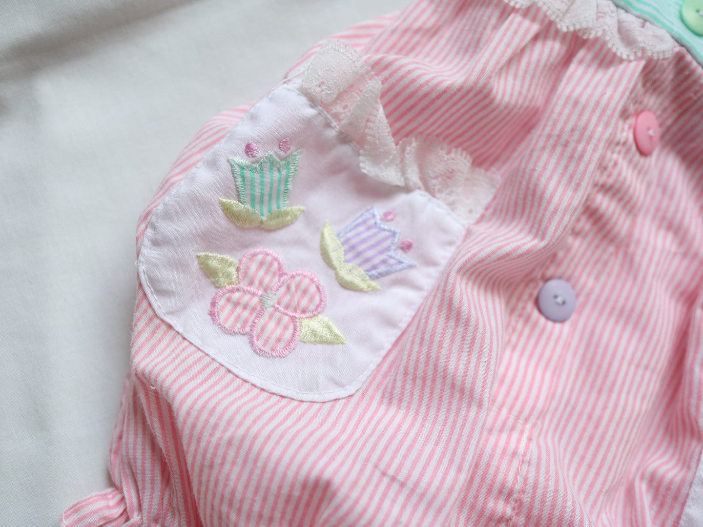Vintage Candy Multicolour Stripe Baby Romper / 18M