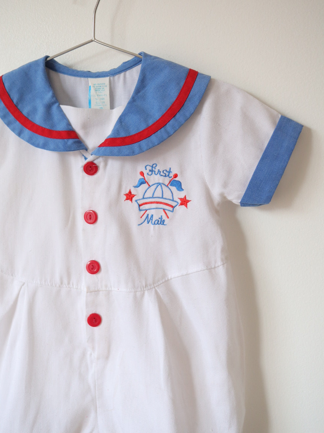 Vintage Sailor Collar "First Mete" Romper + Hat Set / 24M, 2Y
