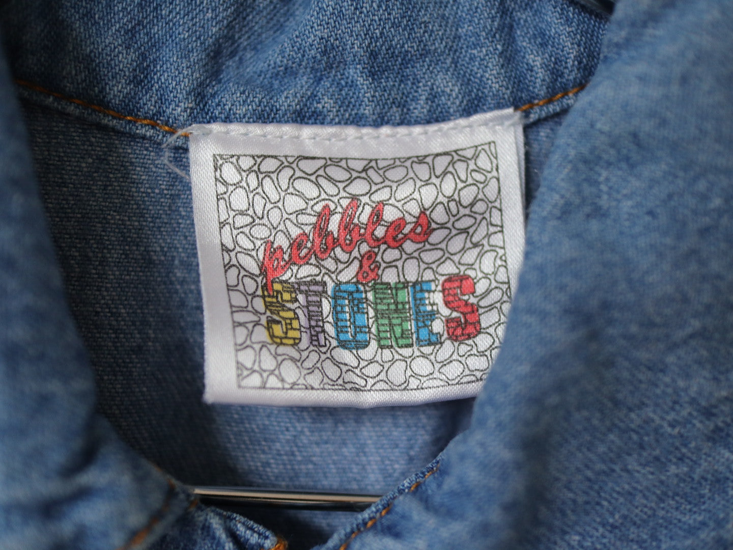 Vintage Denim Teddy Bear Applique Short Jumpsuits / 2Y