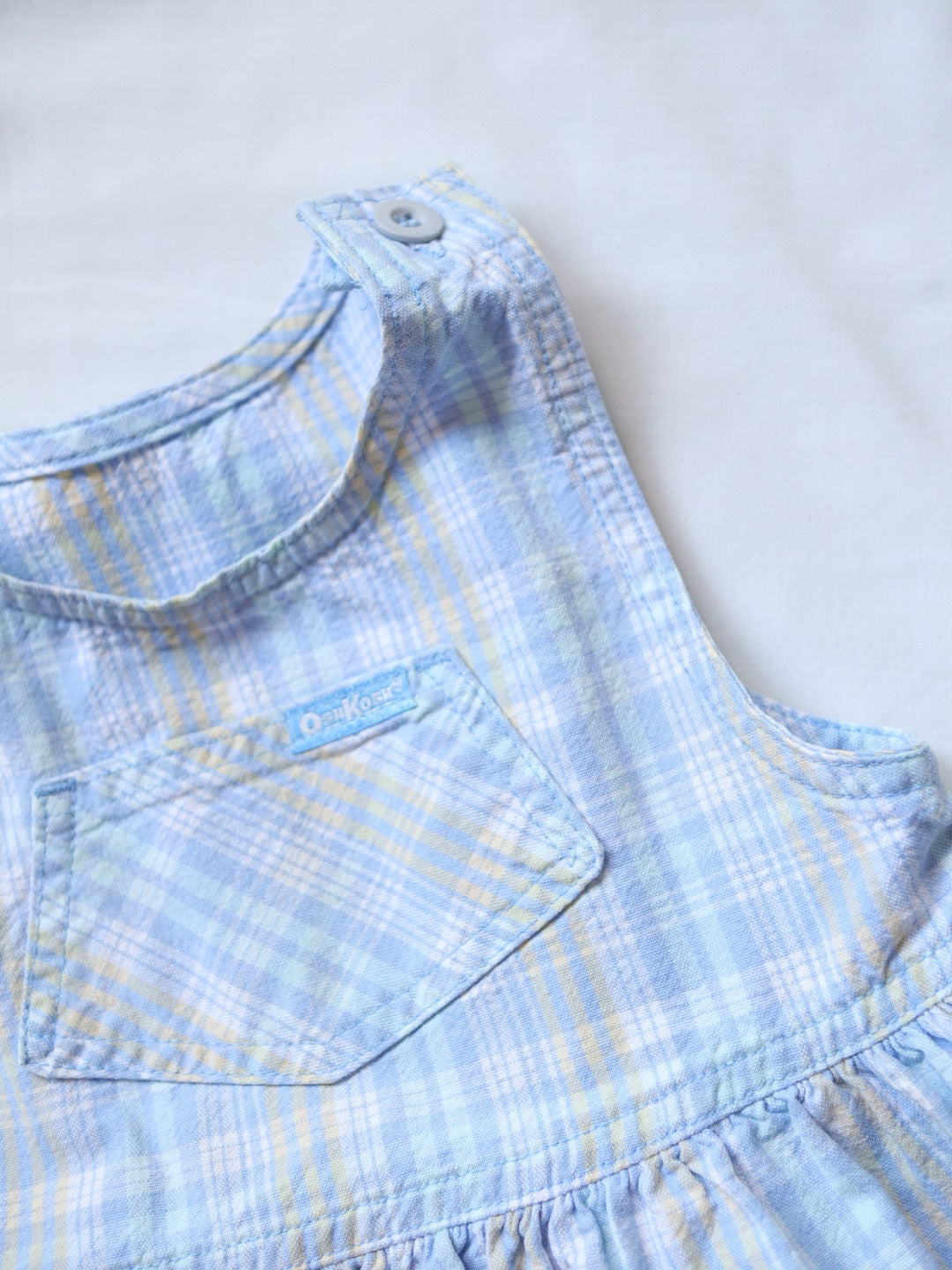 Vintage Oshkosh B'gosh Light Blue Plaid Cotton Dress / 3Y
