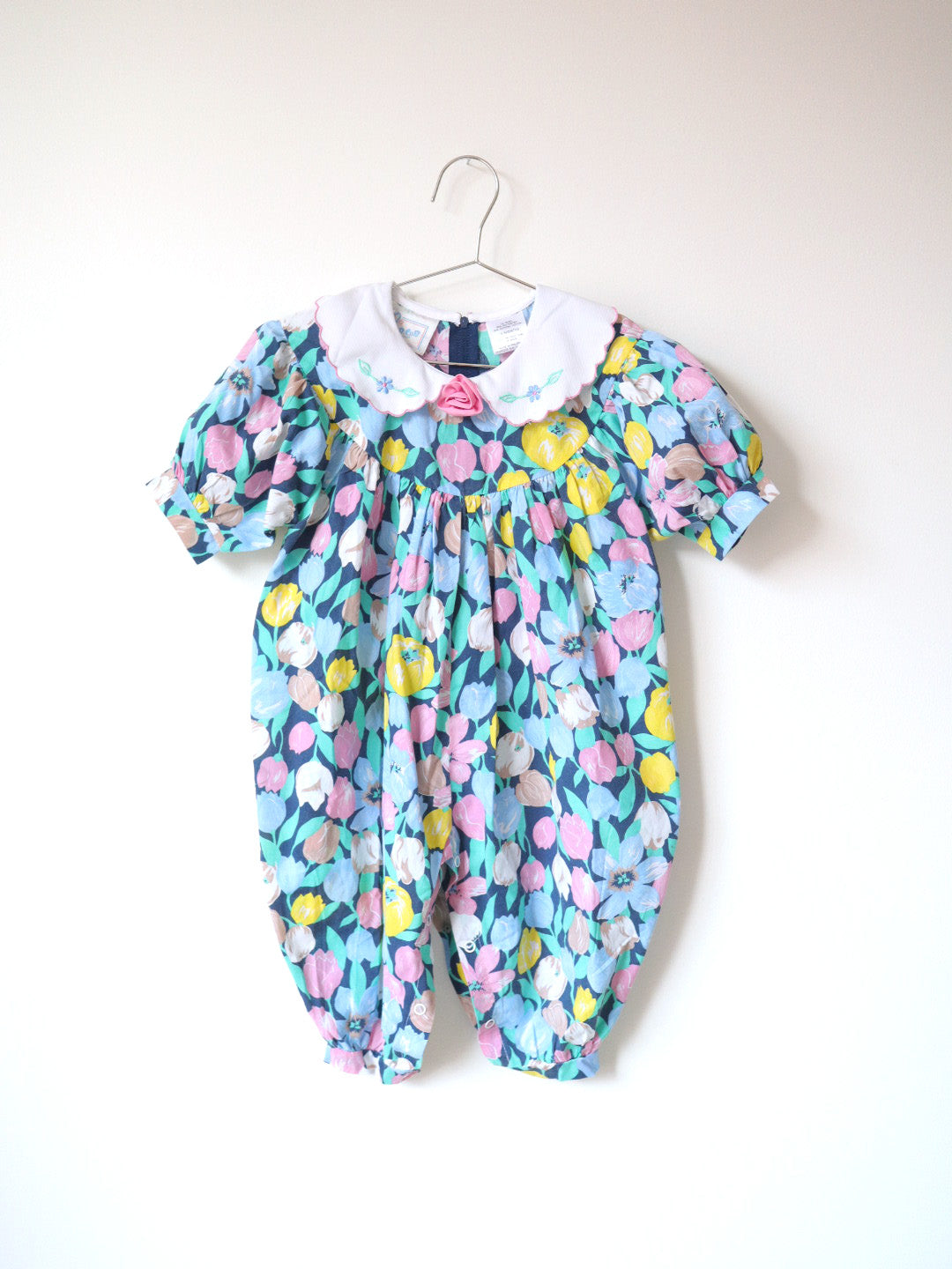 Vintage Flower Print Bubble Oversized Romper / 2-3Y