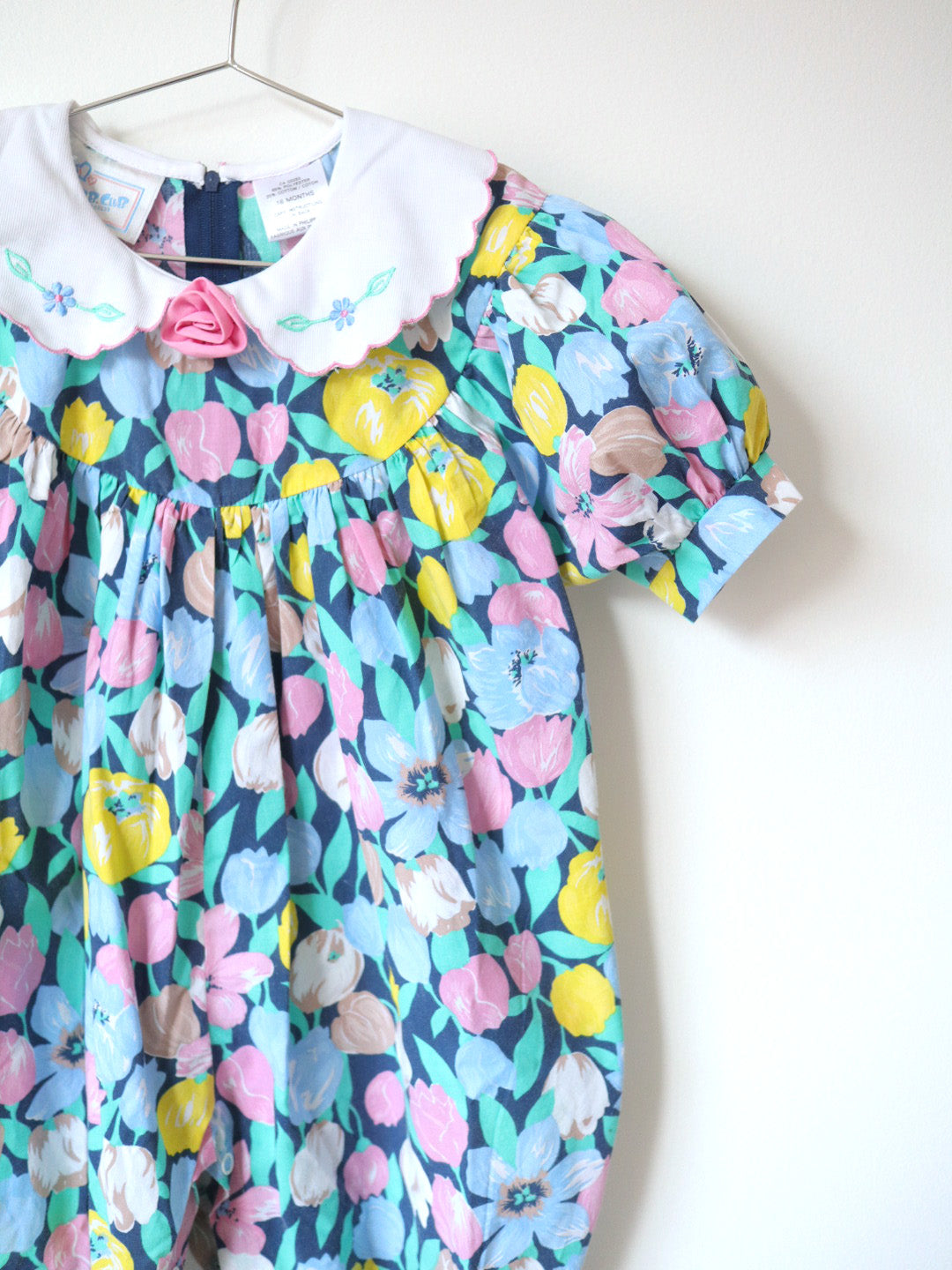 Vintage Flower Print Bubble Oversized Romper / 2-3Y