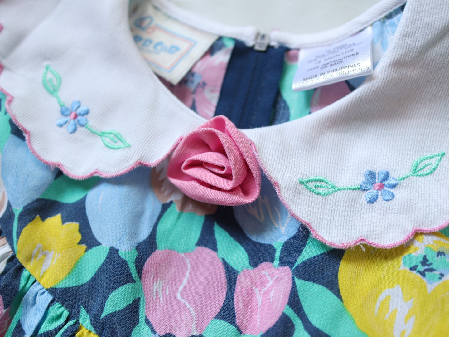 Vintage Flower Print Bubble Oversized Romper / 2-3Y