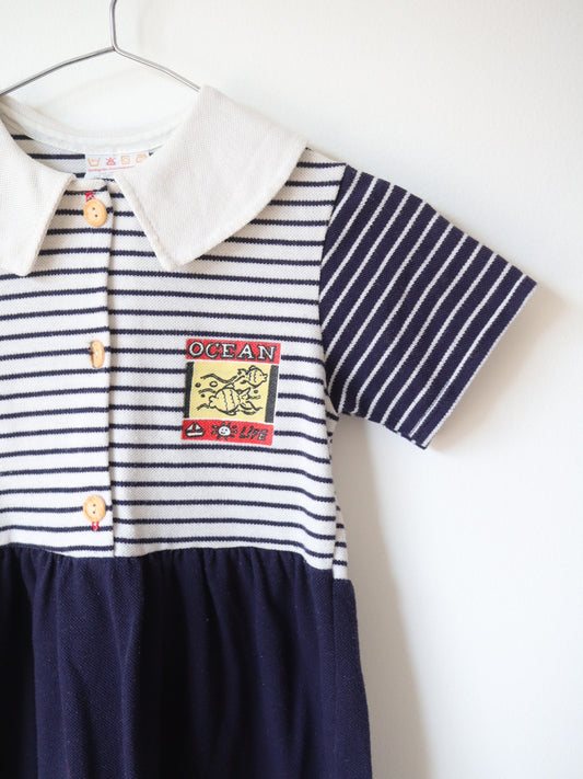 Vintage Marine Navy White Dress / 6X