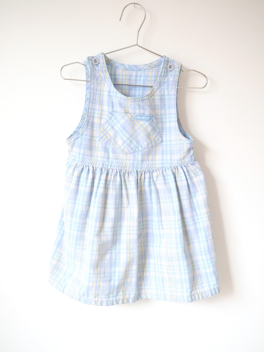 Vintage Oshkosh B'gosh Light Blue Plaid Cotton Dress / 3Y