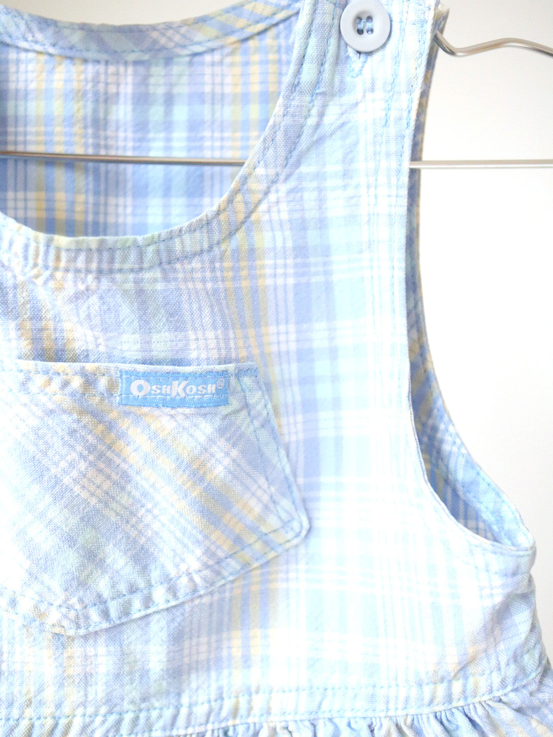 Vintage Oshkosh B'gosh Light Blue Plaid Cotton Dress / 3Y