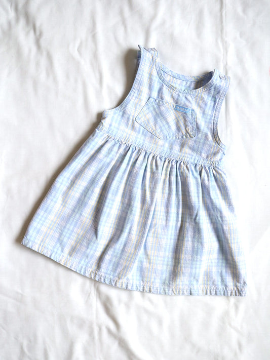 Vintage Oshkosh B'gosh Light Blue Plaid Cotton Dress / 3Y