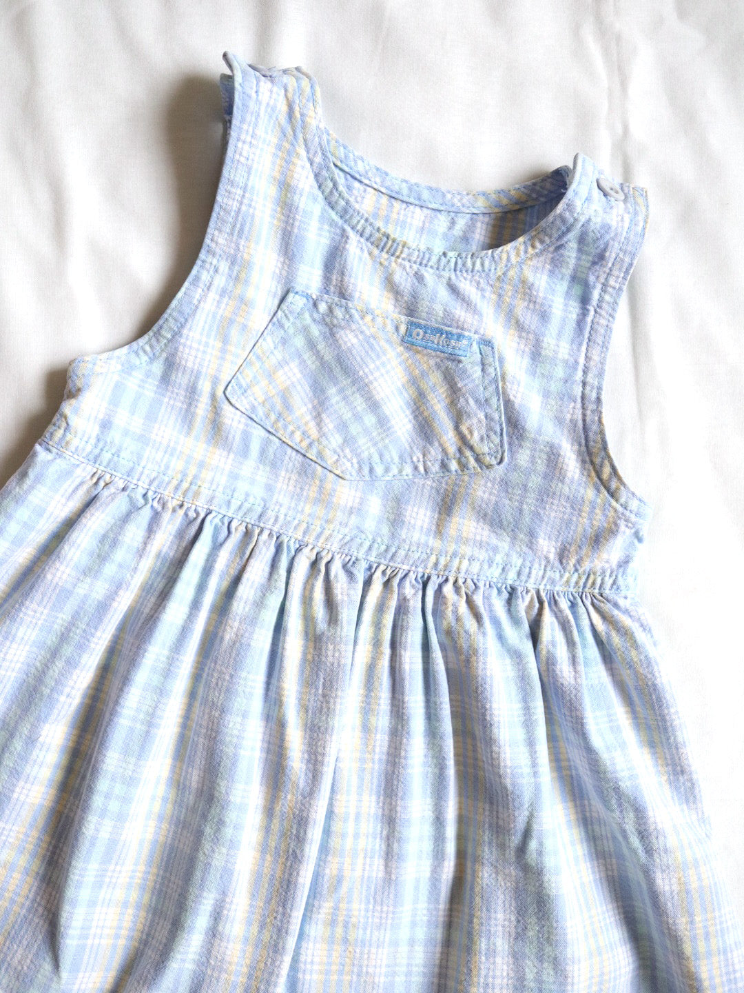 Vintage Oshkosh B'gosh Light Blue Plaid Cotton Dress / 3Y