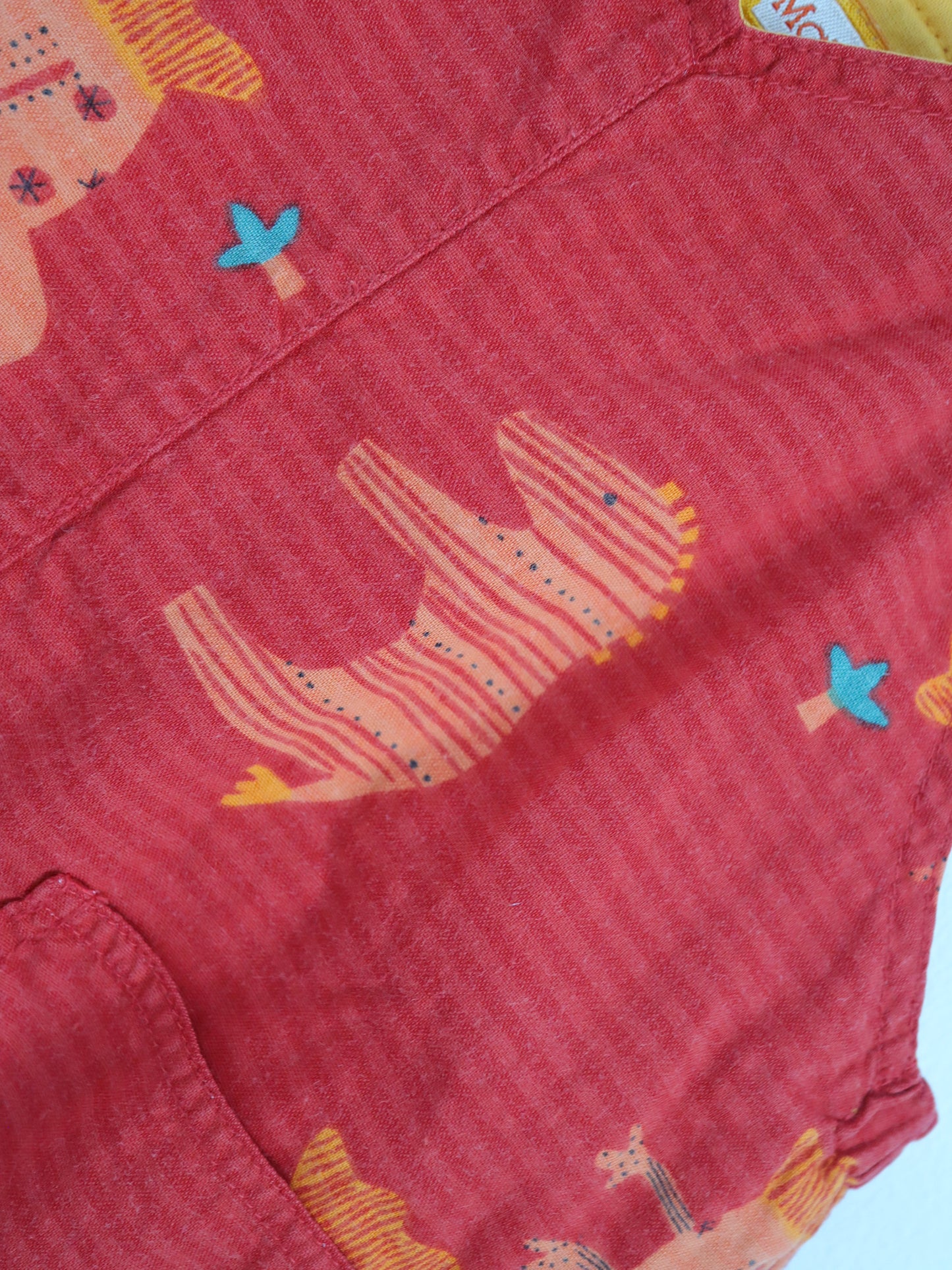 Retro Orange Animal Print Short Overall / 12M