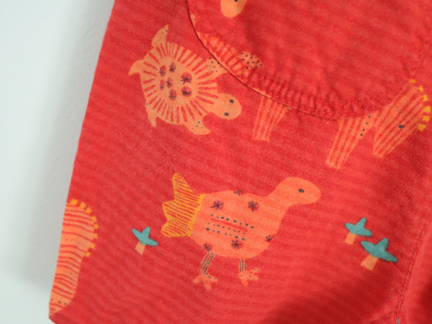 Retro Orange Animal Print Short Overall / 12M