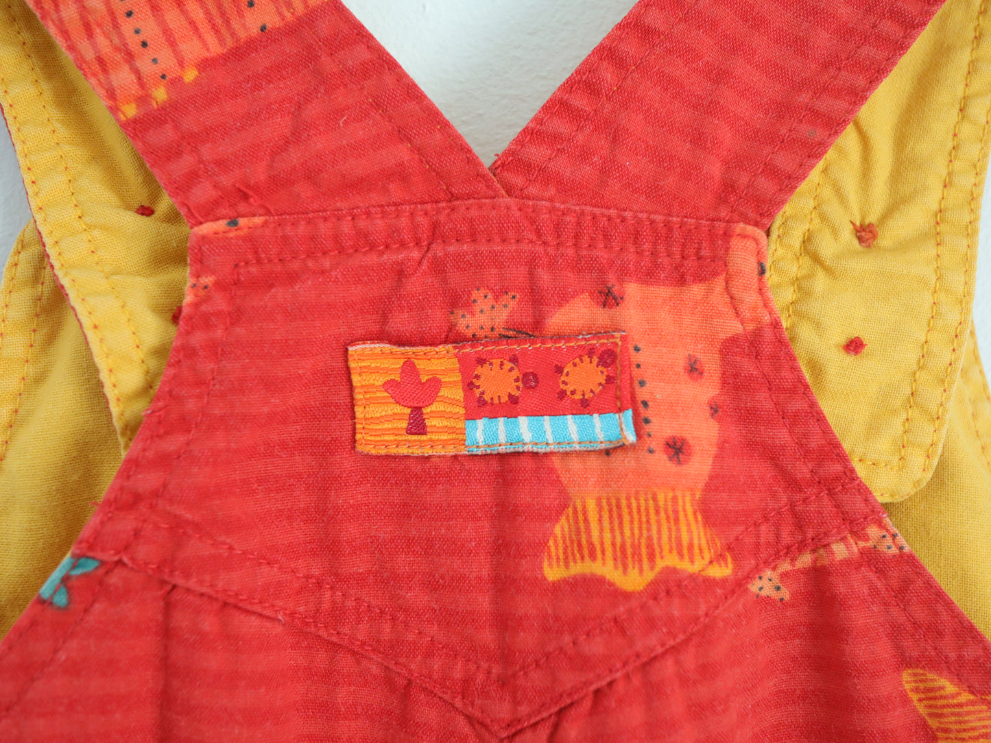 Retro Orange Animal Print Short Overall / 12M