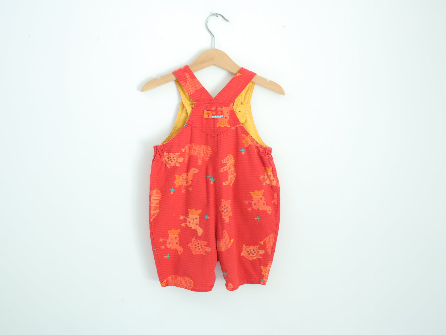 Retro Orange Animal Print Short Overall / 12M