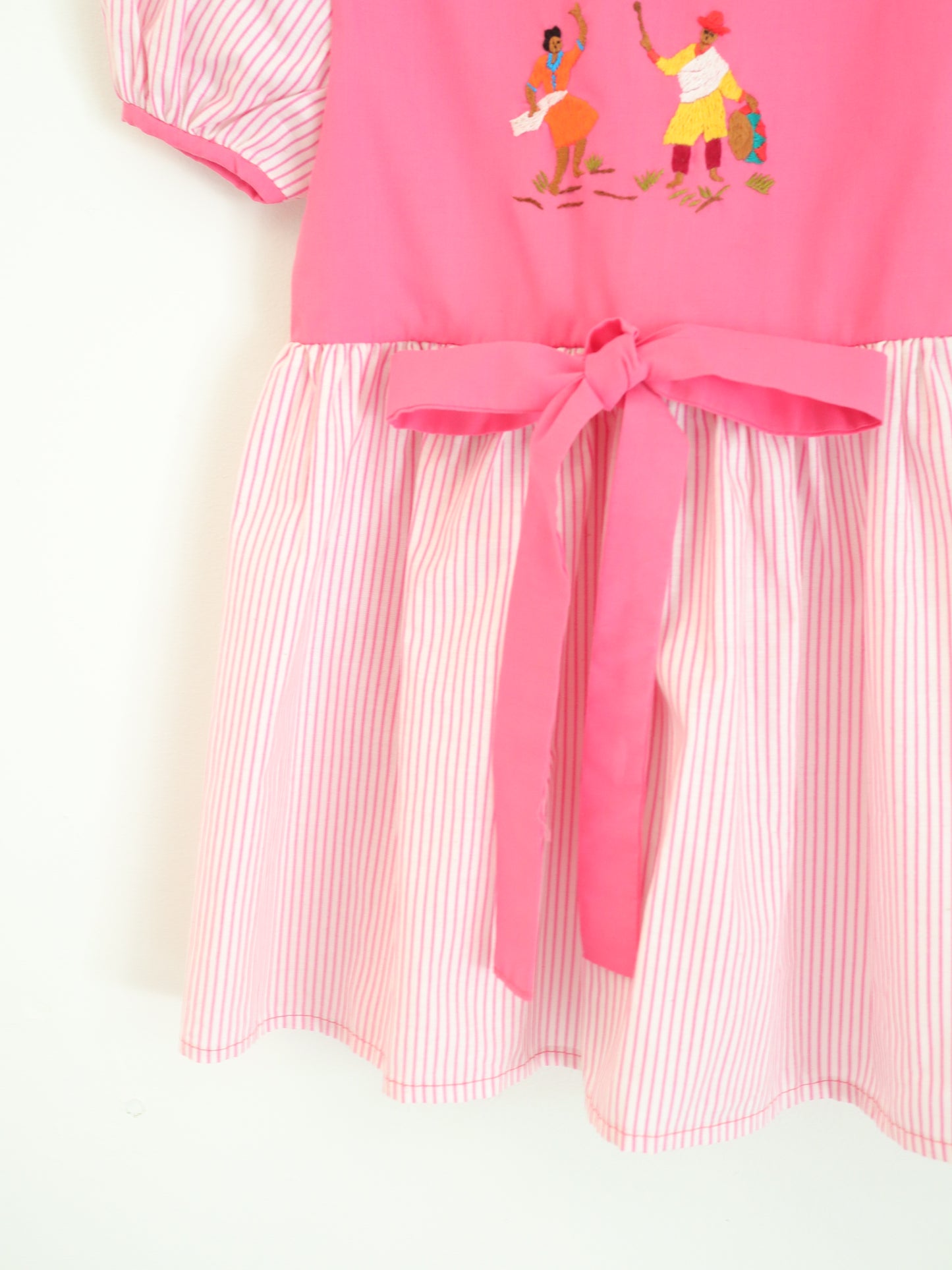 Pink Stripe Dancing Embroidered Dress / 2-3Y