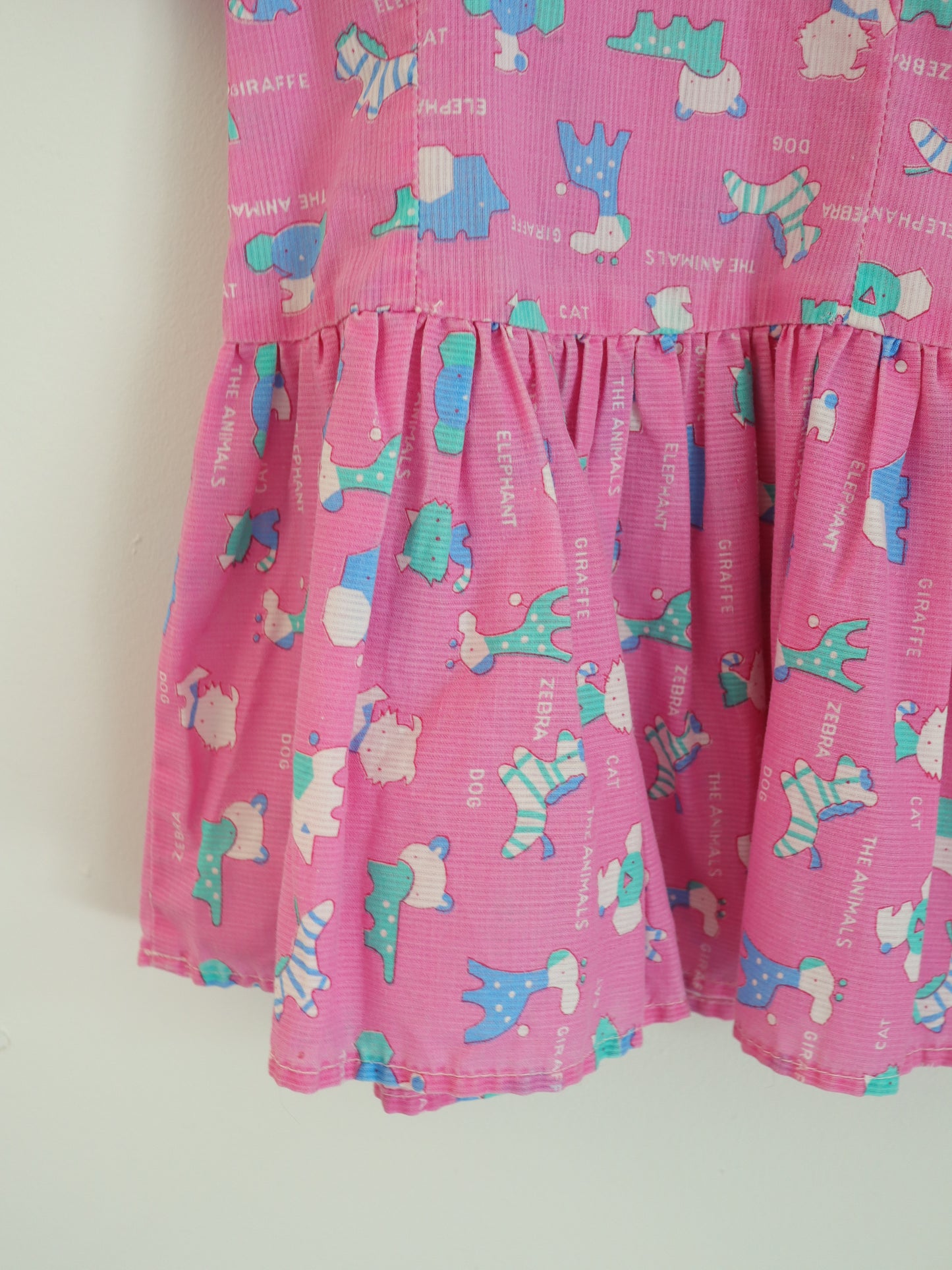 Vintage Pink Animal Print Laced Collar Dress / 2-3Y