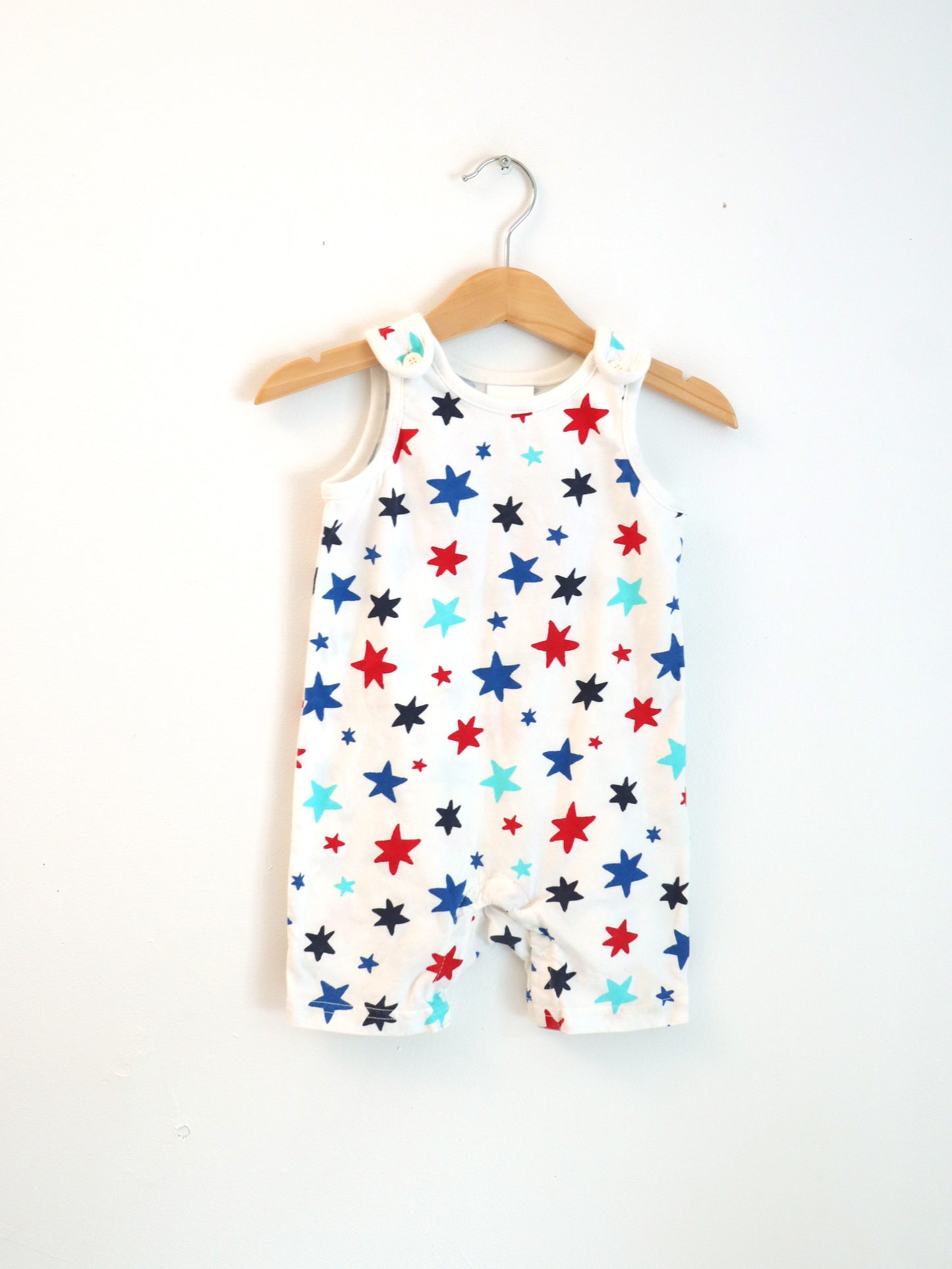 Hanna Andersson Baby Button Shoulder Tank Romper / 6-12M