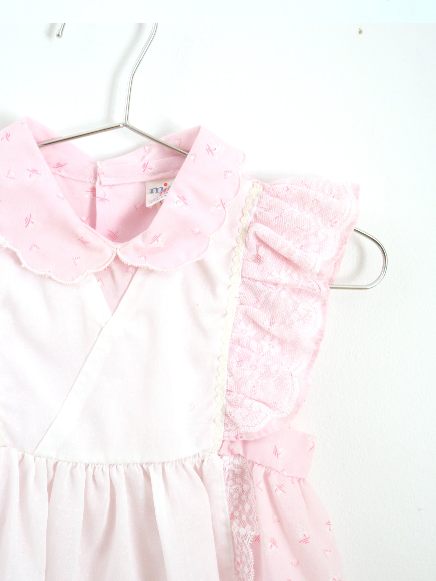 Vintage Pink Laced Sleeve Dress / 18M