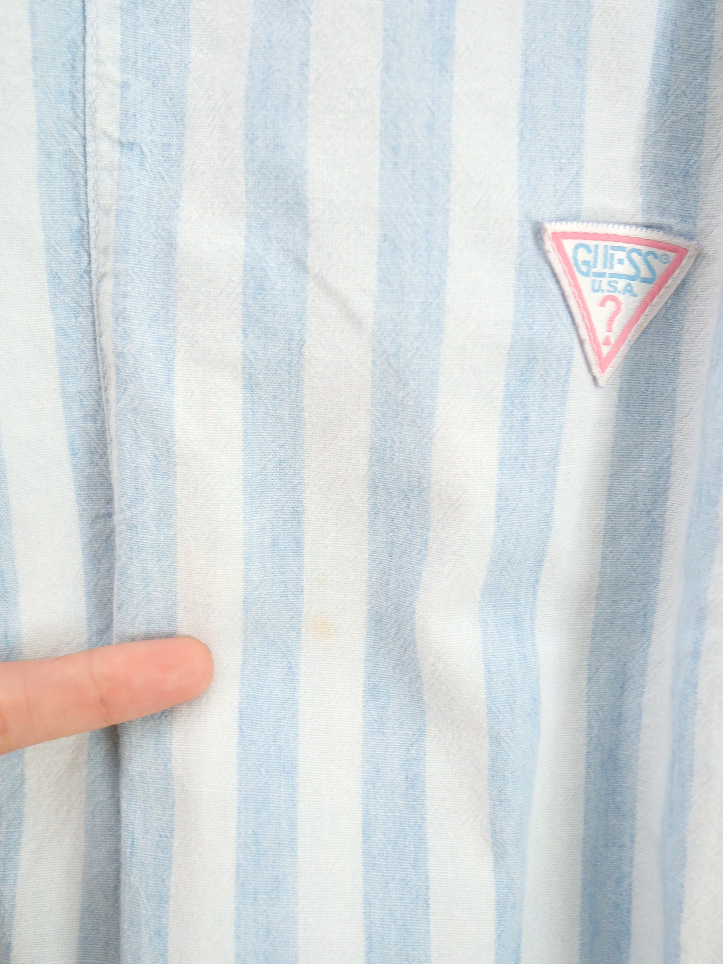 Vintage GUESS Light Blue Stripe Long SLV Romper / 12M