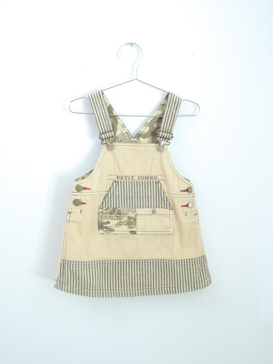 Vintage Petit Junko Beige Overall Dress / 2-3Y