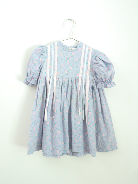 Vintage Purple/Pink Floral Ribbon Dress / 2-3Y