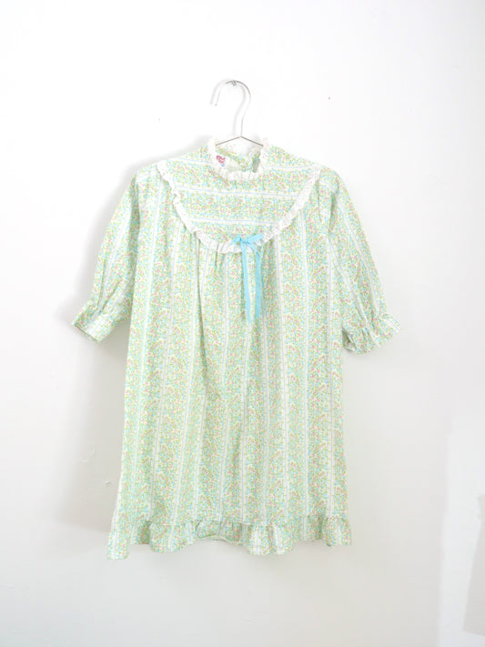Vintage Green Floral Cotton Night Dress / 2-3Y
