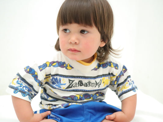 Vintage 90s Animal Print Striped Tee / 3-4Y