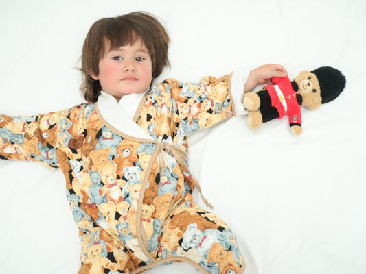 Vintage Teddy Bears Terrycloth Lining Rompers / 12-18M