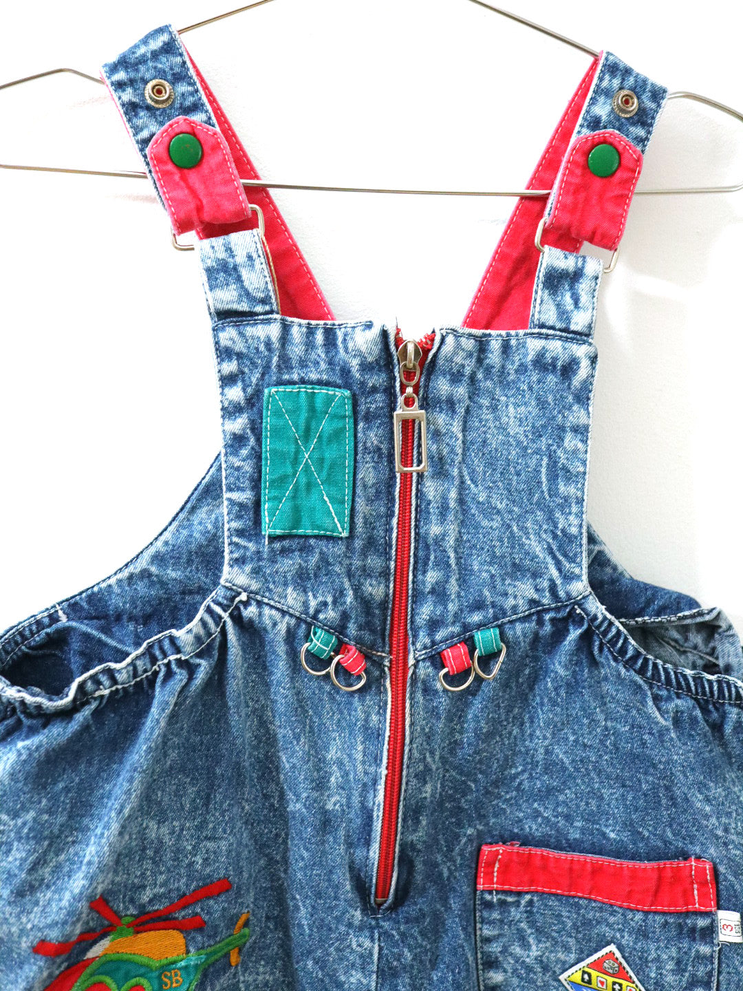 Vintage 80s Acid Wash Denim Short Overall / 3Y