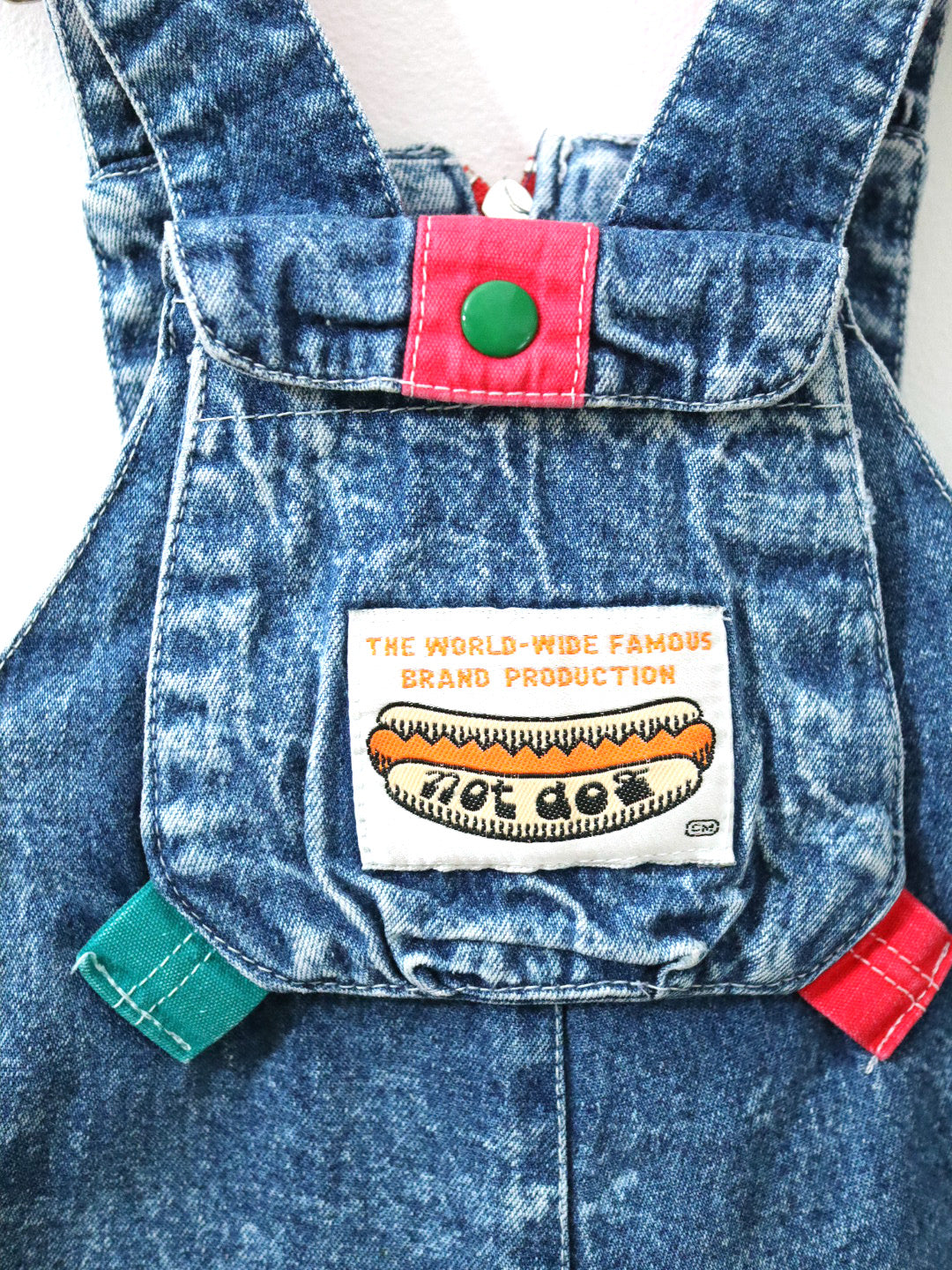 Vintage 80s Acid Wash Denim Short Overall / 3Y