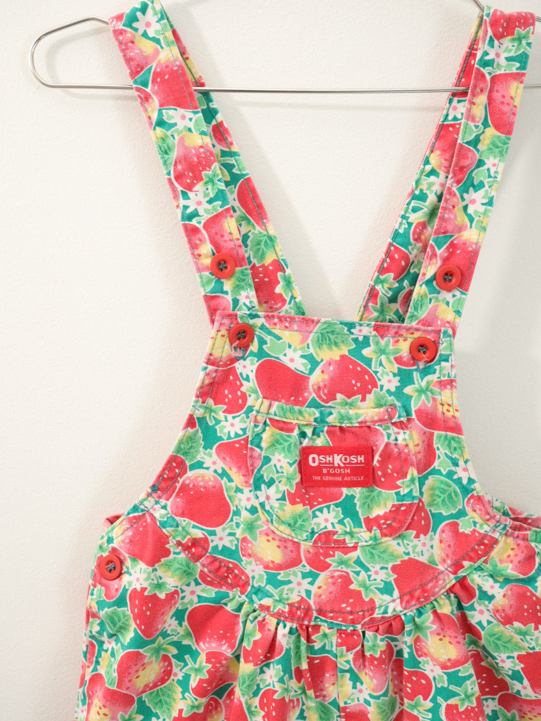 Vintage OSHKOSH Strawberry Print Kids Short Overall / 6Y+ , 6X