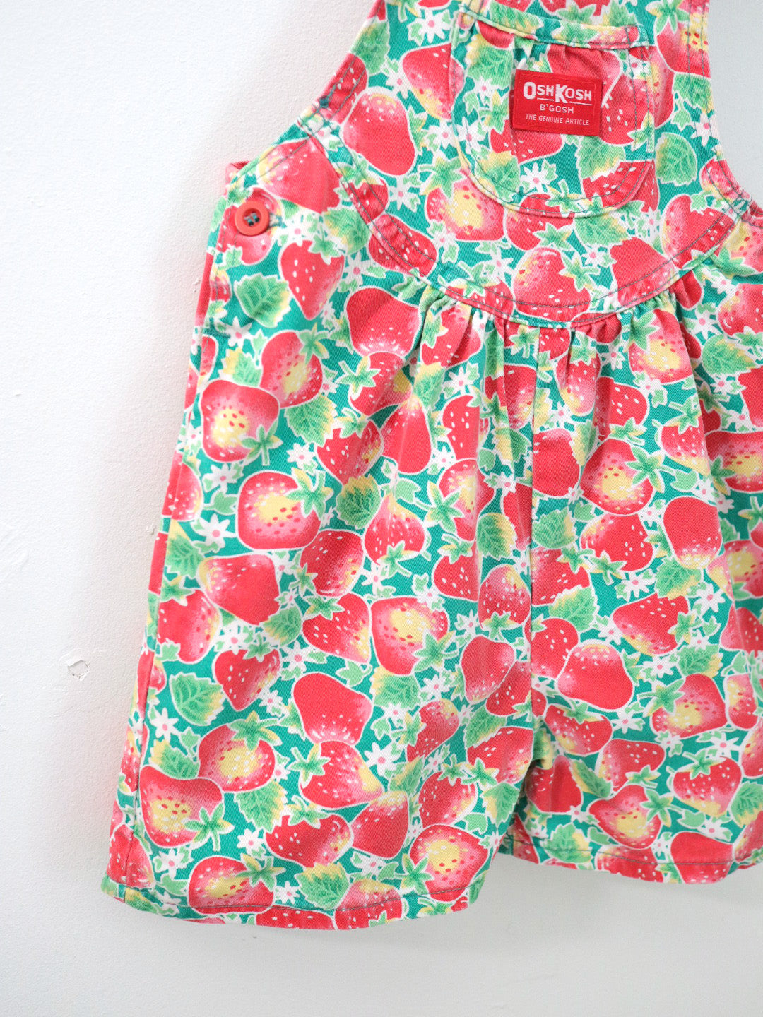 Vintage OSHKOSH Strawberry Print Kids Short Overall / 6Y+ , 6X