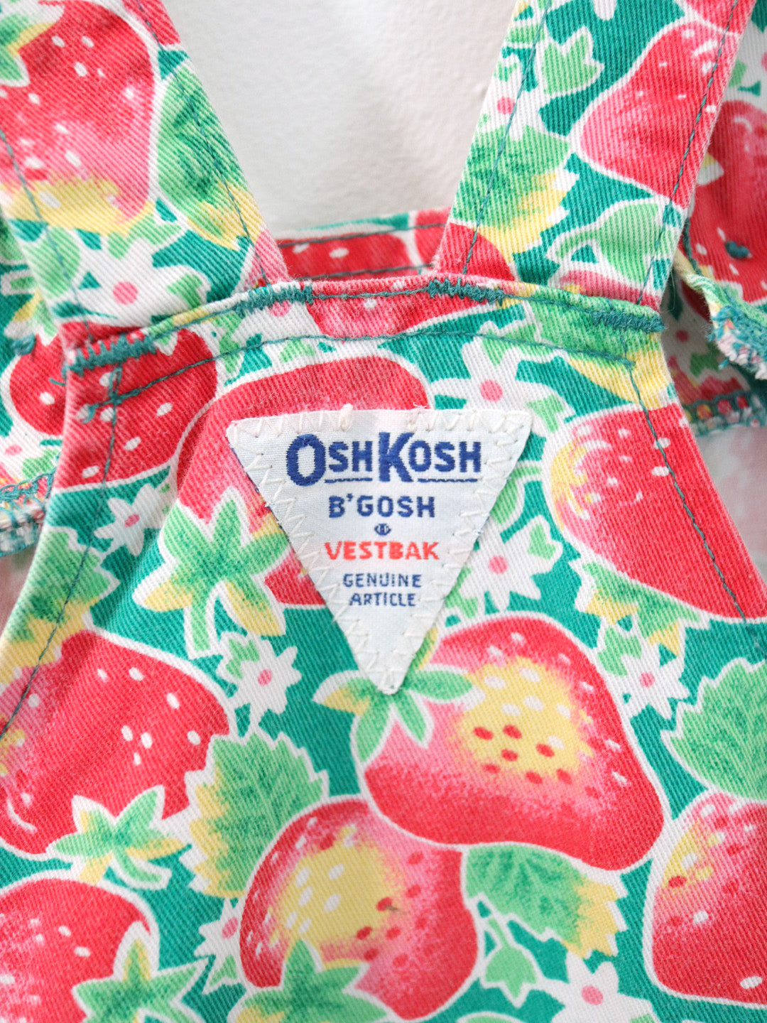Vintage OSHKOSH Strawberry Print Kids Short Overall / 6Y+ , 6X