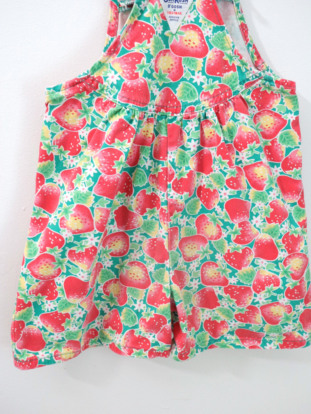 Vintage OSHKOSH Strawberry Print Kids Short Overall / 6Y+ , 6X