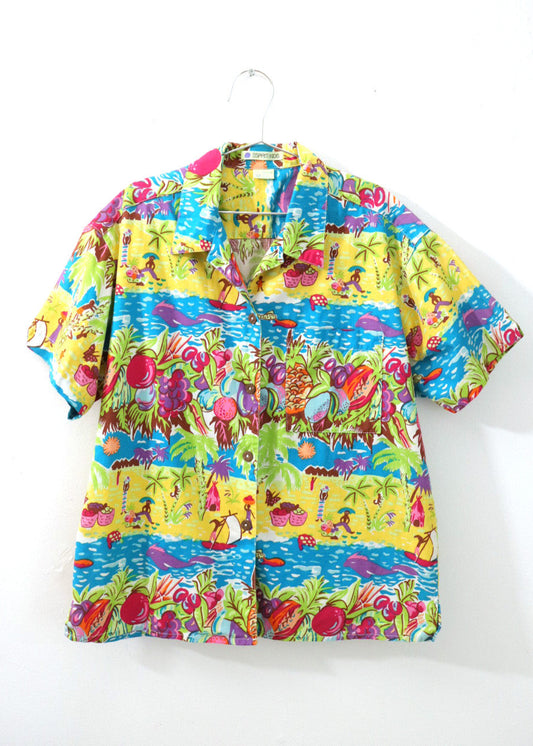 Vintage ESPRIT Kids Beach Print Multicolour Shirt / Youth M, 8-10Y
