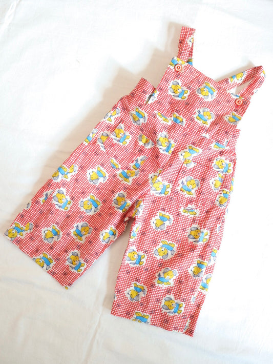 Vintage Red Dog & Plaid Print Overall / 12M