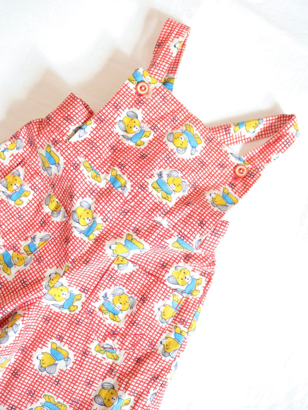 Vintage Red Dog & Plaid Print Overall / 12M