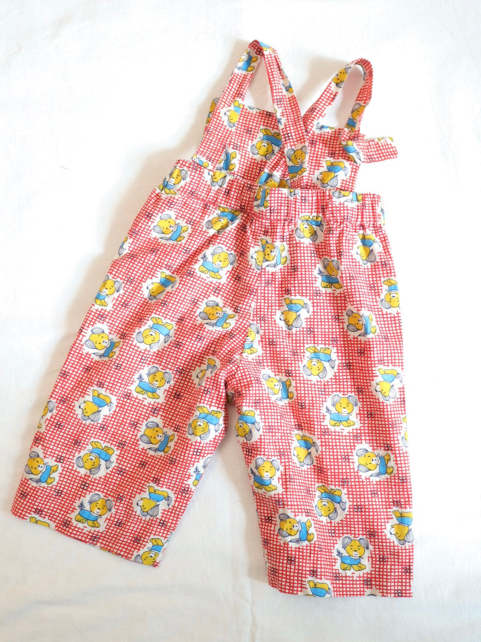 Vintage Red Dog & Plaid Print Overall / 12M