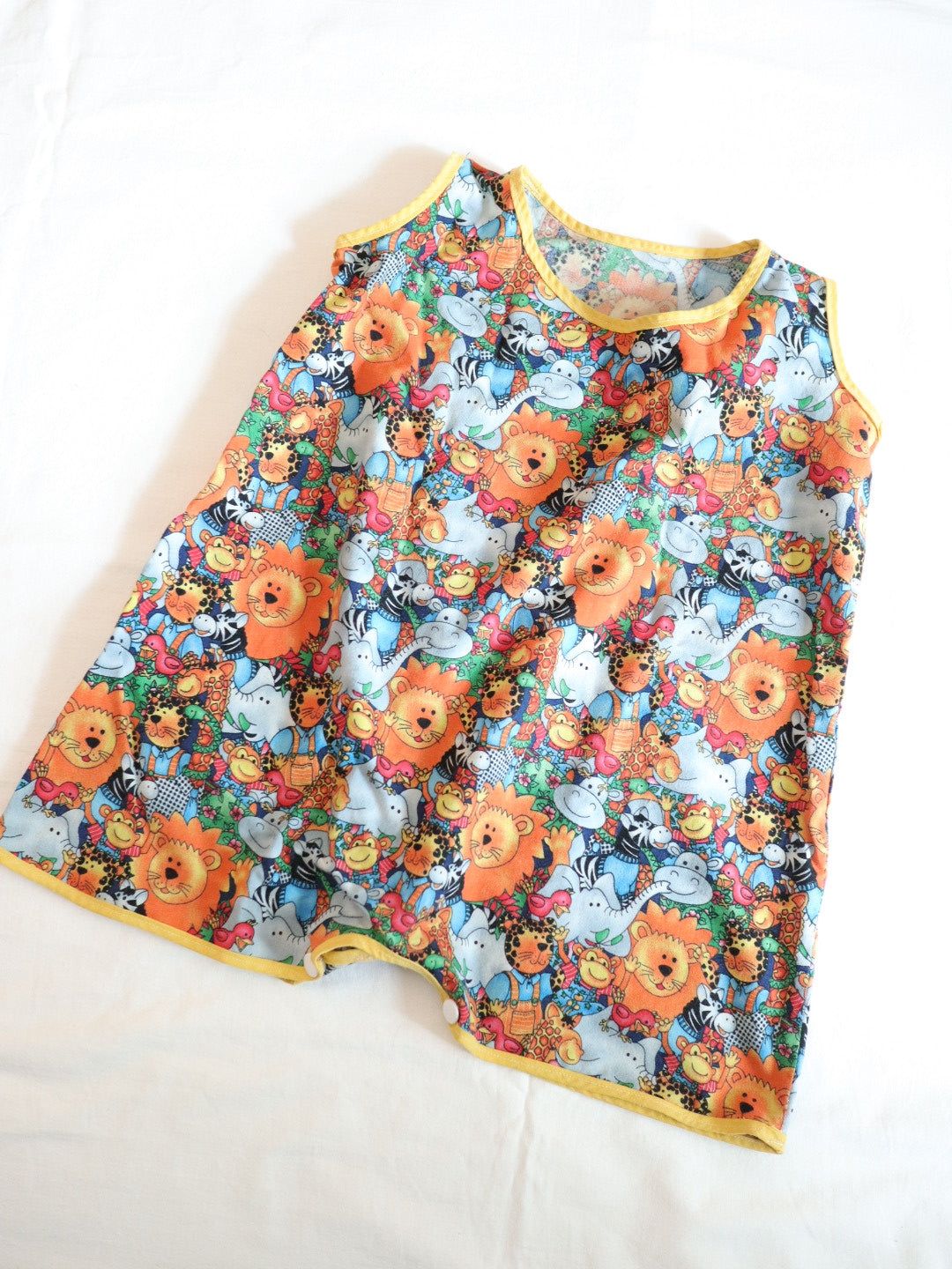 Retro Animal Print Handmade Short Romper / 12-18M