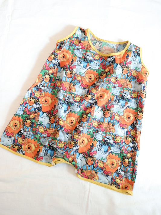 Retro Animal Print Handmade Short Romper / 12-18M