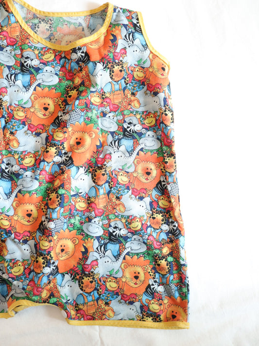 Retro Animal Print Handmade Short Romper / 12-18M