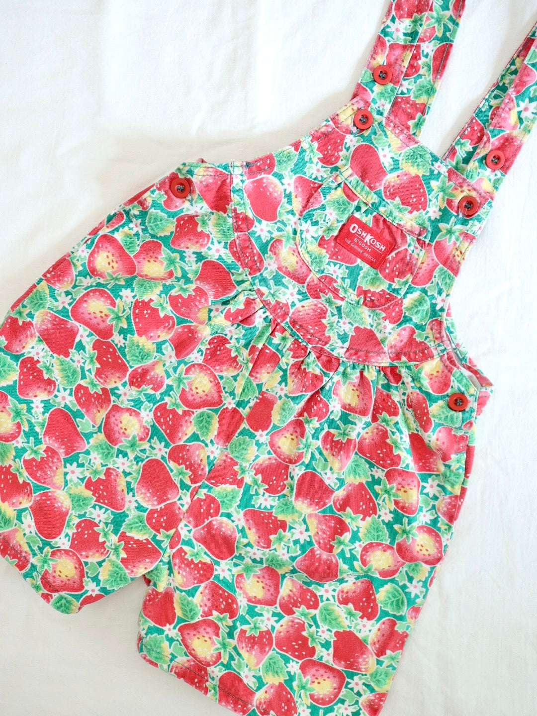 Vintage OSHKOSH Strawberry Print Kids Short Overall / 6Y+ , 6X