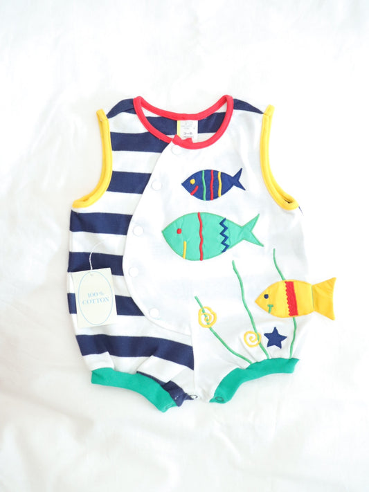 NWT! Vintage Fish Baby Summer Rompers / 3-6M